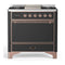 ILVE Majestic III 36-inch Dual Fuel Range with 6 Natural Gas Burner, Griddle and Solid Door Electric Oven in Graphite Matte with Copper Trim (UM36FQNR3MGP)