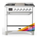 ILVE Majestic III 36-inch Dual Fuel Range with 6 Natural Gas Burner, Griddle and Solid Door Electric Oven in RAL with Chrome Trim (UM36FQNR3RAC)