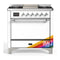 ILVE Majestic III 36-inch Dual Fuel Range with 6 Natural Gas Burner, Griddle and Solid Door Electric Oven in RAL with Chrome Trim (UM36FQNR3RAC)