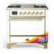 ILVE Majestic III 36-inch Dual Fuel Range with 6 Natural Gas Burner, Griddle and Solid Door Electric Oven in RAL with Brass Trim (UM36FQNR3RAG)