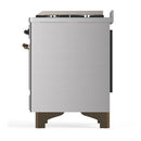 ILVE Majestic III 36-inch Dual Fuel Range with 6 Natural Gas Burner, Griddle and Solid Door Electric Oven in Stainless Steel with Burnished Trim (UM36FQNR3SSB)