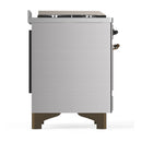 ILVE Majestic III 36-inch Dual Fuel Range with 6 Natural Gas Burner, Griddle and Solid Door Electric Oven in Stainless Steel with Burnished Trim (UM36FQNR3SSB)