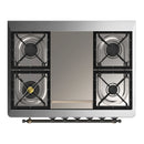 ILVE Majestic III 36-inch Dual Fuel Range with 6 Natural Gas Burner, Griddle and Solid Door Electric Oven in Stainless Steel with Burnished Trim (UM36FQNR3SSB)