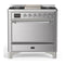 ILVE Majestic III 36-inch Dual Fuel Range with 6 Natural Gas Burner, Griddle and Solid Door Electric Oven in Stainless Steel with Chrome Trim (UM36FQNR3SSC)