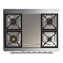ILVE Majestic III 36-inch Dual Fuel Range with 6 Natural Gas Burner, Griddle and Solid Door Electric Oven in Stainless Steel with Chrome Trim (UM36FQNR3SSC)