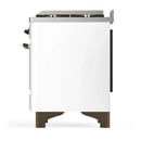 ILVE Majestic III 36-inch Dual Fuel Range with 6 Natural Gas Burner, Griddle and Solid Door Electric Oven in White with Burnished Trim (UM36FQNR3WHB)