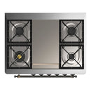 ILVE Majestic III 36-inch Dual Fuel Range with 5 Liquid Propane Burner, Griddle and Solid Door Electric Oven in White with Burnished Trim (UM36FQNR3WHBLP)
