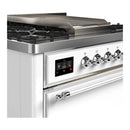 ILVE Majestic III 36-inch Dual Fuel Range with 6 Natural Gas Burner, Griddle and Solid Door Electric Oven in White with Chrome Trim (UM36FQNR3WHC)