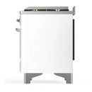 ILVE Majestic III 36-inch Dual Fuel Range with 6 Natural Gas Burner, Griddle and Solid Door Electric Oven in White with Chrome Trim (UM36FQNR3WHC)