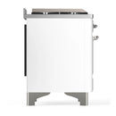 ILVE Majestic III 36-inch Dual Fuel Range with 5 Liquid Propane Burner, Griddle and Solid Door Electric Oven in White with Chrome Trim (UM36FQNR3WHCLP)