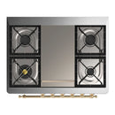 ILVE Majestic III 36-inch Dual Fuel Range with 6 Natural Gas Burner, Griddle and Solid Door Electric Oven in White with Brass Trim (UM36FQNR3WHG)