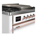 ILVE Majestic III 36-inch Dual Fuel Range with 5 Liquid Propane Burner, Griddle and Solid Door Electric Oven in White with Copper Trim (UM36FQNR3WHPLP)