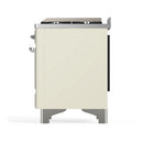 ILVE Majestic III 48-inch Dual Fuel Range with 5 Natural Gas Burner, Griddle and Triple Glass Door Electric Oven in Antique White with Chrome Trim (UM48FNR3AWC)