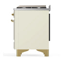 ILVE Majestic III 48-inch Dual Fuel Range with 5 Natural Gas Burner, Griddle and Triple Glass Door Electric Oven in Antique White with Brass Trim (UM48FNR3AWG)