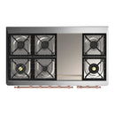 ILVE Majestic III 48-inch Dual Fuel Range with 5 Natural Gas Burner, Griddle and Triple Glass Door Electric Oven in Antique White with Copper Trim (UM48FNR3AWP)