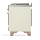 ILVE Majestic III 48-inch Dual Fuel Range with 5 Natural Gas Burner, Griddle and Triple Glass Door Electric Oven in Antique White with Copper Trim (UM48FNR3AWP)