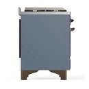 ILVE Majestic III 48-inch Dual Fuel Range with 5 Natural Gas Burner, Griddle and Triple Glass Door Electric Oven in Blue Grey with Burnished Trim (UM48FNR3BGB)