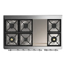 ILVE Majestic III 48-inch Dual Fuel Range with 5 Natural Gas Burner, Griddle and Triple Glass Door Electric Oven in Blue Grey with Chrome Trim (UM48FNR3BGC)