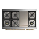 ILVE Majestic III 48-inch Dual Fuel Range with 5 Natural Gas Burner, Griddle and Triple Glass Door Electric Oven in Blue Grey with Brass Trim (UM48FNR3BGG)