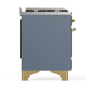 ILVE Majestic III 48-inch Dual Fuel Range with 5 Natural Gas Burner, Griddle and Triple Glass Door Electric Oven in Blue Grey with Brass Trim (UM48FNR3BGG)