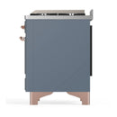 ILVE Majestic III 48-inch Dual Fuel Range with 5 Liquid Propane Burner, Griddle and Triple Glass Door Electric Oven in Blue Grey with Copper Trim (UM48FNR3BGPLP)