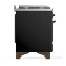 ILVE Majestic III 48-inch Dual Fuel Range with 5 Natural Gas Burner, Griddle and Triple Glass Door Electric Oven in Glossy Black with Burnished Trim (UM48FNR3BKB)