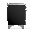 ILVE Majestic III 48-inch Dual Fuel Range with 5 Natural Gas Burner, Griddle and Triple Glass Door Electric Oven in Glossy Black with Chrome Trim (UM48FNR3BKC)