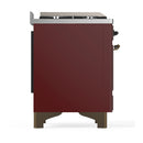 ILVE Majestic III 48-inch Dual Fuel Range with 5 Liquid Propane Burner, Griddle and Triple Glass Door Electric Oven in Burgundy with Burnished Trim (UM48FNR3BUBLP)
