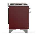 ILVE Majestic III 48-inch Dual Fuel Range with 5 Natural Gas Burner, Griddle and Triple Glass Door Electric Oven in Burgundy with Chrome Trim (UM48FNR3BUC)