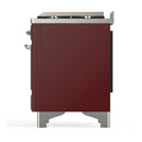 ILVE Majestic III 48-inch Dual Fuel Range with 5 Natural Gas Burner, Griddle and Triple Glass Door Electric Oven in Burgundy with Chrome Trim (UM48FNR3BUC)