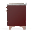 ILVE Majestic III 48-inch Dual Fuel Range with 5 Liquid Propane Burner, Griddle and Triple Glass Door Electric Oven in Burgundy with Copper Trim (UM48FNR3BUPLP)