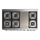 ILVE Majestic III 48-inch Dual Fuel Range with 5 Natural Gas Burner, Griddle and Triple Glass Door Electric Oven in Emerald Green with Chrome Trim (UM48FNR3EGC)