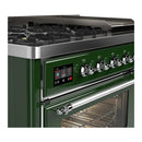ILVE Majestic III 48-inch Dual Fuel Range with 5 Natural Gas Burner, Griddle and Triple Glass Door Electric Oven in Emerald Green with Chrome Trim (UM48FNR3EGC)