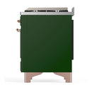 ILVE Majestic III 48-inch Dual Fuel Range with 5 Natural Gas Burner, Griddle and Triple Glass Door Electric Oven in Emerald Green with Copper Trim (UM48FNR3EGP)