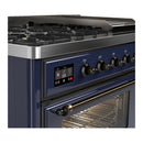 ILVE Majestic III 48-inch Dual Fuel Range with 5 Liquid Propane Burner, Griddle and Triple Glass Door Electric Oven in Midnight Blue with Burnished Trim (UM48FNR3MBBLP)