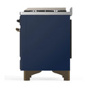 ILVE Majestic III 48-inch Dual Fuel Range with 5 Liquid Propane Burner, Griddle and Triple Glass Door Electric Oven in Midnight Blue with Burnished Trim (UM48FNR3MBBLP)