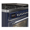 ILVE Majestic III 48-inch Dual Fuel Range with 5 Liquid Propane Burner, Griddle and Triple Glass Door Electric Oven in Midnight Blue with Chrome Trim (UM48FNR3MBCLP)