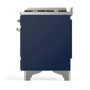 ILVE Majestic III 48-inch Dual Fuel Range with 5 Natural Gas Burner, Griddle and Triple Glass Door Electric Oven in Midnight Blue with Chrome Trim (UM48FNR3MBC)