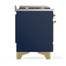 ILVE Majestic III 48-inch Dual Fuel Range with 5 Natural Gas Burner, Griddle and Triple Glass Door Electric Oven in Blue Grey with Brass Trim (UM48FNR3MBG)