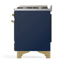 ILVE Majestic III 48-inch Dual Fuel Range with 5 Natural Gas Burner, Griddle and Triple Glass Door Electric Oven in Blue Grey with Brass Trim (UM48FNR3MBG)