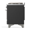 ILVE Majestic III 48-inch Dual Fuel Range with 5 Liquid Propane Burner, Griddle and Triple Glass Door Electric Oven in Graphite Matte with Chrome Trim (UM48FNR3MGCLP)
