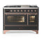 ILVE Majestic III 48-inch Dual Fuel Range with 5 Natural Gas Burner, Griddle and Triple Glass Door Electric Oven in Graphite Matte with Copper Trim (UM48FNR3MGP)