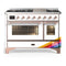 ILVE Majestic III 48-inch Dual Fuel Range with 5 Liquid Propane Burner, Griddle and Triple Glass Door Electric Oven in RAL with Copper Trim (UM48FNR3RAPLP)