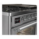 ILVE Majestic III 48-inch Dual Fuel Range with 5 Liquid Propane Burner, Griddle and Triple Glass Door Electric Oven in Stainless Steel with Chrome Trim (UM48FNR3SSCLP)
