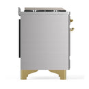 ILVE Majestic III 48-inch Dual Fuel Range with 5 Natural Gas Burner, Griddle and Triple Glass Door Electric Oven in Stainless Steel with Brass Trim (UM48FNR3SSG)