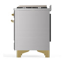ILVE Majestic III 48-inch Dual Fuel Range with 5 Natural Gas Burner, Griddle and Triple Glass Door Electric Oven in Stainless Steel with Brass Trim (UM48FNR3SSG)
