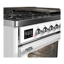 ILVE Majestic III 48-inch Dual Fuel Range with 5 Liquid Propane Burner, Griddle and Triple Glass Door Electric Oven in White with Chrome Trim (UM48FNR3WHCLP)