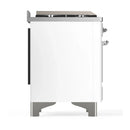 ILVE Majestic III 48-inch Dual Fuel Range with 5 Liquid Propane Burner, Griddle and Triple Glass Door Electric Oven in White with Chrome Trim (UM48FNR3WHCLP)