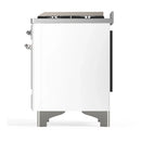 ILVE Majestic III 48-inch Dual Fuel Range with 5 Liquid Propane Burner, Griddle and Triple Glass Door Electric Oven in White with Chrome Trim (UM48FNR3WHCLP)