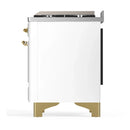 ILVE Majestic III 48-inch Dual Fuel Range with 5 Natural Gas Burner, Griddle and Triple Glass Door Electric Oven in White with Brass Trim (UM48FNR3WHG)